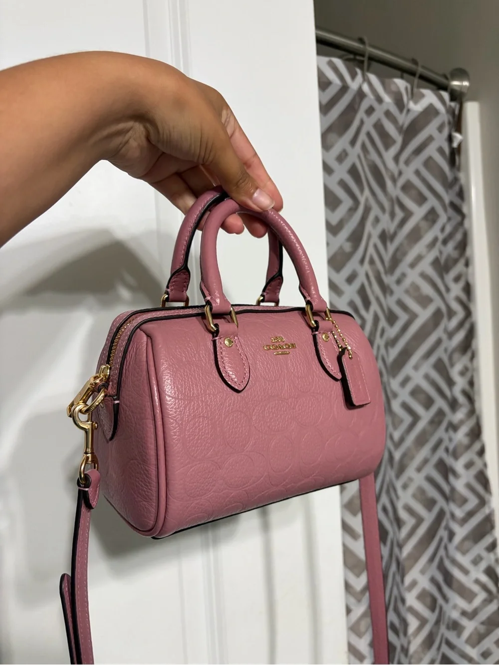 Coach Pink Leather Mini Satchel with Gold Charm Chain - Picture 3 of 6